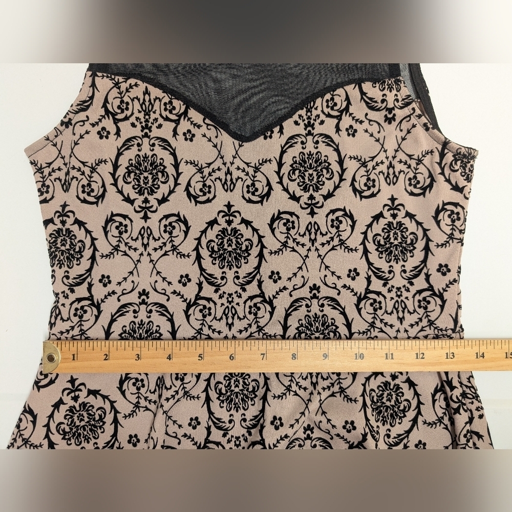 Twik by Simons mesh neck skater dress Nude Black Floral Size S - Picture 7 of 9